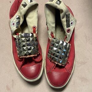 Converse rare Red Studded High-Top Sneakers Sz 5